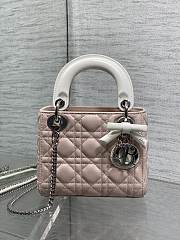 Colestore Mini Lady Dior Bag with Chain Rose Soupir and Latte Cannage Lambskin  17 x 15 x 7 cm - 4