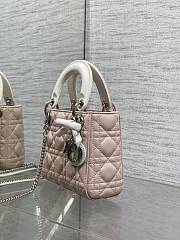 Colestore Mini Lady Dior Bag with Chain Rose Soupir and Latte Cannage Lambskin  17 x 15 x 7 cm - 5