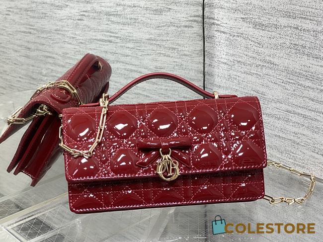 Colestore Dior My Dior Mini Bag Cherry Red Patent Calfskin Cannage 21x11x5cm - 1