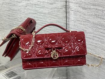 Colestore Dior My Dior Mini Bag Cherry Red Patent Calfskin Cannage 21x11x5cm