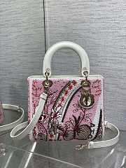 Colestore Dior Lady Dior My ABCDior Bag with Pink Floral Bead Embroidery 24cm - 1