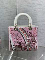 Colestore Dior Lady Dior My ABCDior Bag with Pink Floral Bead Embroidery 24cm - 6