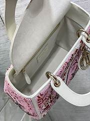 Colestore Dior Lady Dior My ABCDior Bag with Pink Floral Bead Embroidery 24cm - 5