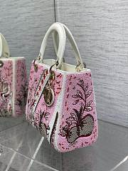 Colestore Dior Lady Dior My ABCDior Bag with Pink Floral Bead Embroidery 24cm - 4