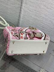 Colestore Dior Lady Dior My ABCDior Bag with Pink Floral Bead Embroidery 24cm - 3