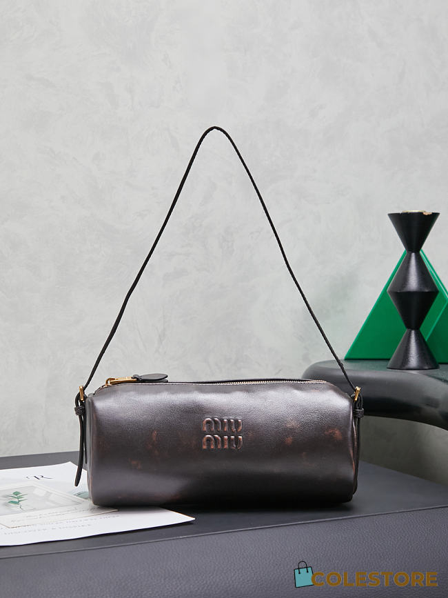Colestore Miu Miu Coffee Nappa Leather Pouch 21.5 x 9 x 9cm - 1
