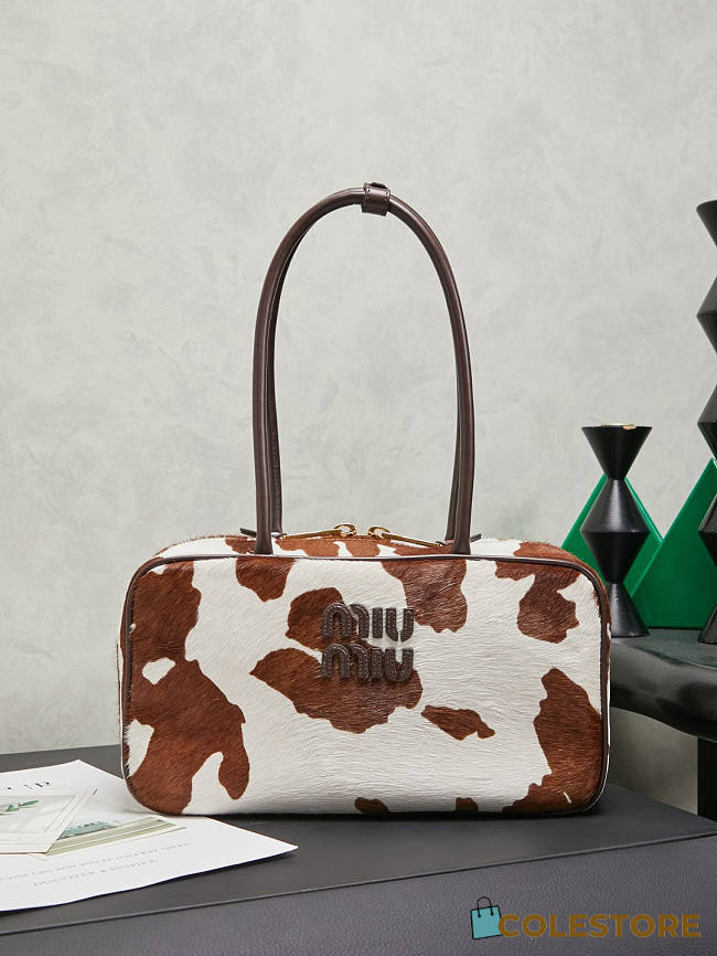 Colestore  Miu Miu White/burnt Sienna Printed Leather Beau Bag 30x17x8.5cm - 1