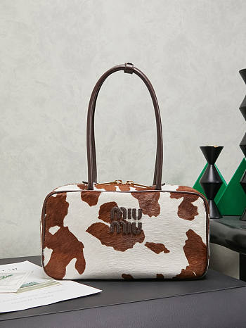 Colestore  Miu Miu White/burnt Sienna Printed Leather Beau Bag 30x17x8.5cm
