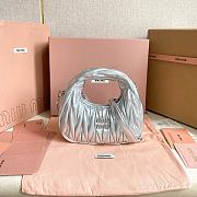 Colestore  Miu Miu Silver Wander Matelassé Nappa Leather Hobo Mini 18x14x6cm - 1