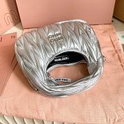 Colestore  Miu Miu Silver Wander Matelassé Nappa Leather Hobo Mini 18x14x6cm - 2