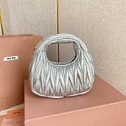 Colestore  Miu Miu Silver Wander Matelassé Nappa Leather Hobo Mini 18x14x6cm - 5