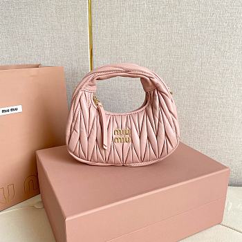 Colestore  Miu Miu Alabaster Pink Wander Matelassé Nappa Leather Hobo Mini 18x14x6cm