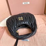 Colestore  Miu Miu Black Wander Matelassé Nappa Leather Hobo Mini 18x14x6cm - 4