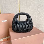 Colestore  Miu Miu Black Wander Matelassé Nappa Leather Hobo Mini 18x14x6cm - 5
