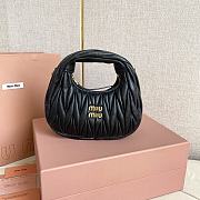 Colestore  Miu Miu Black Wander Matelassé Nappa Leather Hobo Mini 18x14x6cm - 3