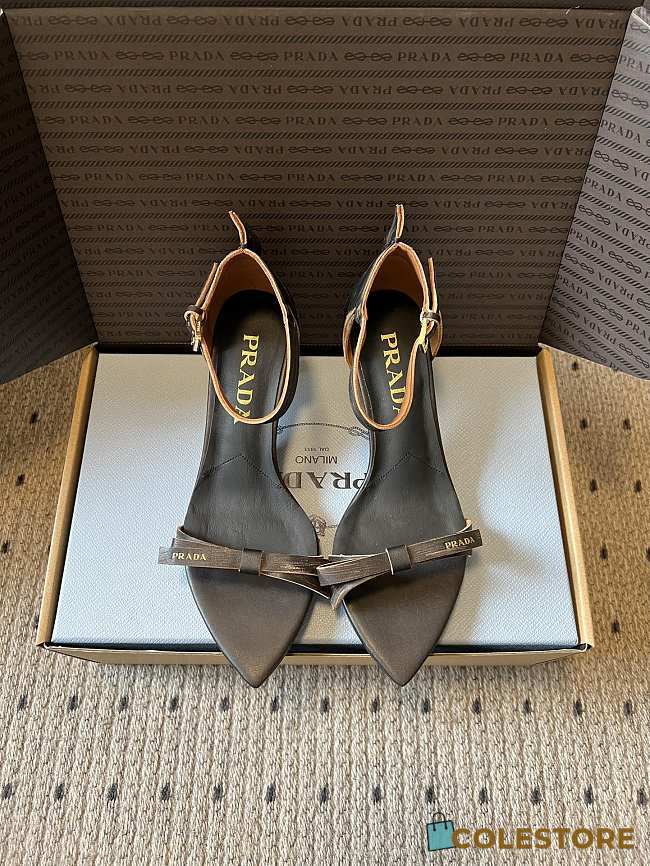 Colestore  Prada Chalk Brown Leather Bow Sandals  - 1