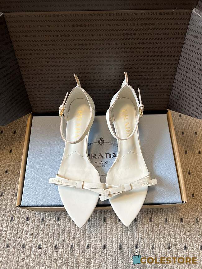 Colestore  Prada Chalk White Leather Bow Sandals  - 1