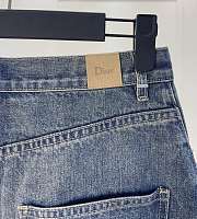 Colestore  Dior Embroidered Miniskirt Blue Stonewashed Cotton Denim with green Dior Clover motif - 6