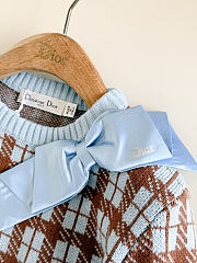 Colestore  Dior Cropped Sweater Blue and Brown Check'n'Dior Wool Knit - 6
