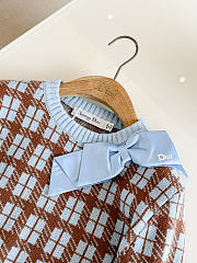 Colestore  Dior Cropped Sweater Blue and Brown Check'n'Dior Wool Knit - 5