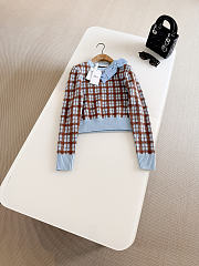 Colestore  Dior Cropped Sweater Blue and Brown Check'n'Dior Wool Knit - 2