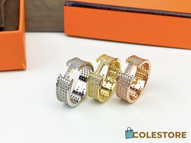 Colestore Hermès H Ring, Small Model, Paved with Diamonds - 1