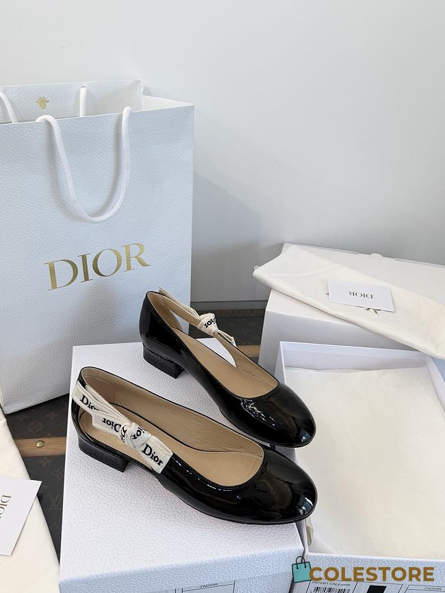 Colestore Dior J'Adior Ballet Flat Black Patent Calfskin - 1