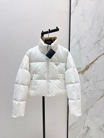 Colestore  Prada White Re-nylon Cropped Convertible Down Jacket