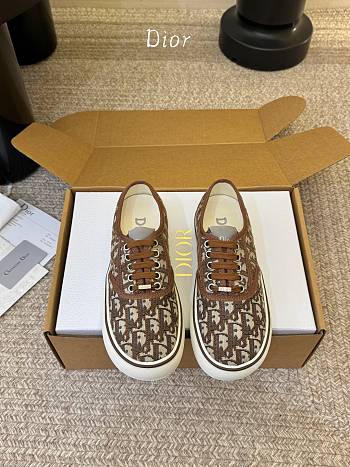 Colestore  Dior Saltwind Sneaker Beige and Brown Dior Oblique Embroidered Cotton