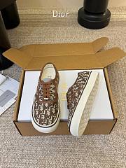 Colestore  Dior Saltwind Sneaker Beige and Brown Dior Oblique Embroidered Cotton - 4