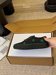 Colestore Dior Saltwind Sneaker Black Cotton Embroidered with Bright Green Dior Clover Motif - 6