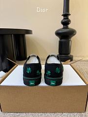 Colestore Dior Saltwind Sneaker Black Cotton Embroidered with Bright Green Dior Clover Motif - 5