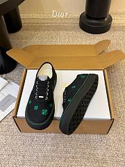 Colestore Dior Saltwind Sneaker Black Cotton Embroidered with Bright Green Dior Clover Motif - 2