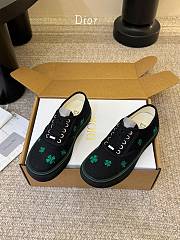 Colestore Dior Saltwind Sneaker Black Cotton Embroidered with Bright Green Dior Clover Motif - 3