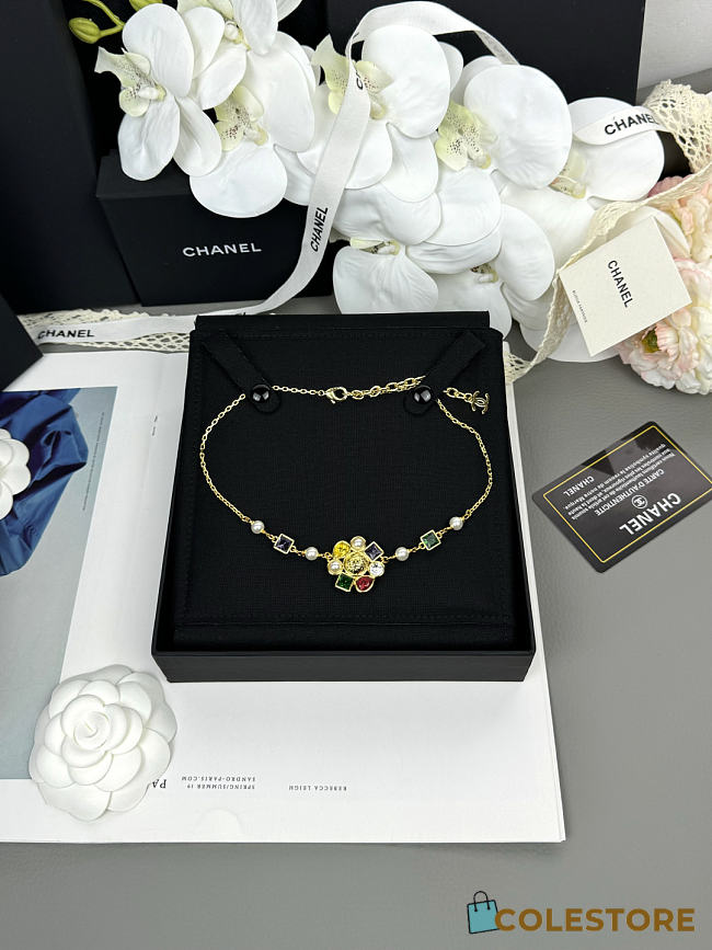 Colestore Chanel Choker   Metals, Glass & Stone Beads  Gold, Multicolor & Transparent  - 1