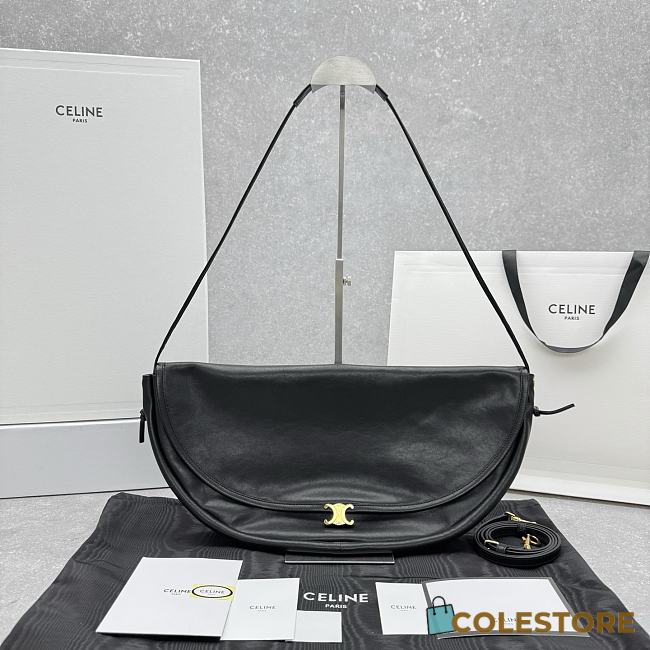 Colestore Celine Halfmoon Soft Triomphe Bag In Supple Shiny Lambskin Black 46x24x5cm - 1