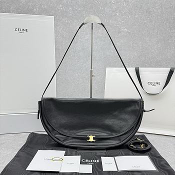 Colestore Celine Halfmoon Soft Triomphe Bag In Supple Shiny Lambskin Black 46x24x5cm