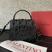 Colestore Valentino Garavani Vsling Mini Embroidered Handbag Black 19x13x9cm - 1