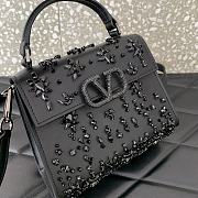 Colestore Valentino Garavani Vsling Mini Embroidered Handbag Black 19x13x9cm - 4