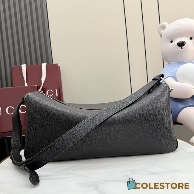 Colestore Gucci Half Horsebit crossbody bag in black soft  grainy leather 44x21x15cm - 1