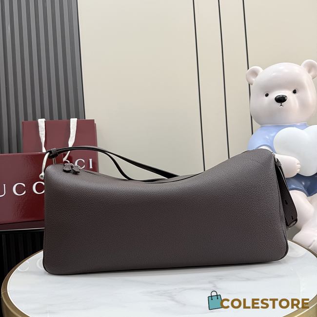 Colestore Gucci Half Horsebit crossbody bag in brown soft  grainy leather 44x21x15cm - 1