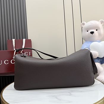 Colestore Gucci Half Horsebit crossbody bag in brown soft  grainy leather 44x21x15cm
