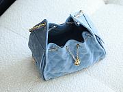 	 Colestore Chanel 25 Small Handbag Suede Calfskin & Gold-Tone Metal Blue 30x26x14cm - 4
