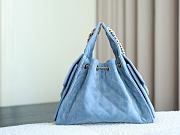 	 Colestore Chanel 25 Small Handbag Suede Calfskin & Gold-Tone Metal Blue 30x26x14cm - 2