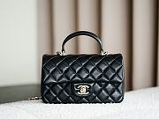 Colestore Chanel Classic Mini Top Handle Bag in Lambskin & Gold-Tone Metal, Black 20x13x9cm - 1