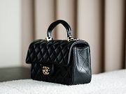 Colestore Chanel Classic Mini Top Handle Bag in Lambskin & Gold-Tone Metal, Black 20x13x9cm - 4