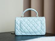 Colestore Chanel Classic Mini Top Handle Bag in Lambskin & Gold-Tone Metal, Light Blue 20x13x9cm - 4