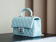 Colestore Chanel Classic Mini Top Handle Bag in Lambskin & Gold-Tone Metal, Light Blue 20x13x9cm - 2