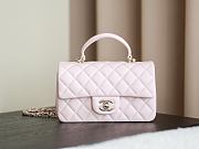 Colestore Chanel Classic Mini Top Handle Bag in Lambskin & Gold-Tone Metal, Light Pink 20x13x9cm - 1