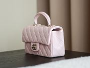 Colestore Chanel Classic Mini Top Handle Bag in Lambskin & Gold-Tone Metal, Light Pink 20x13x9cm - 5